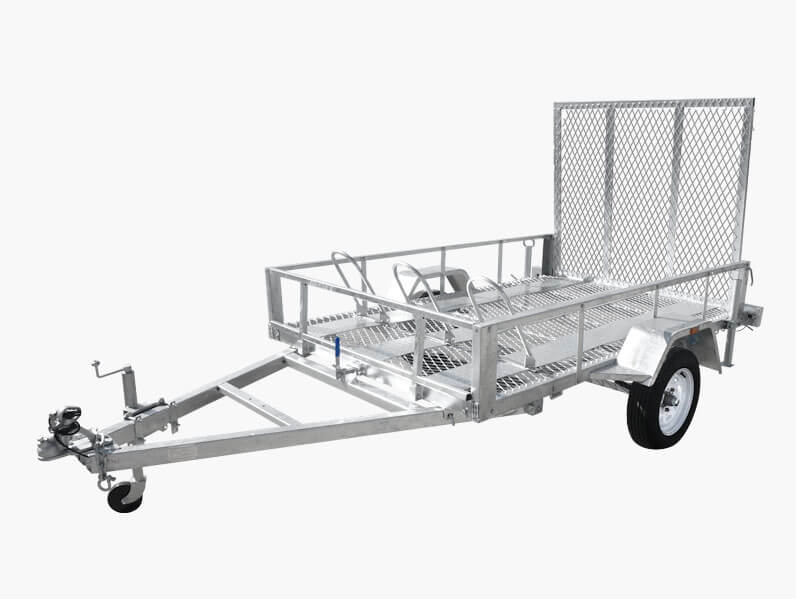 8x5 ATV mower trailer with mesh ramp