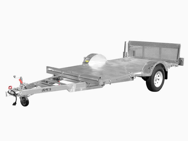Tilting ATV trailer with checker plate deck