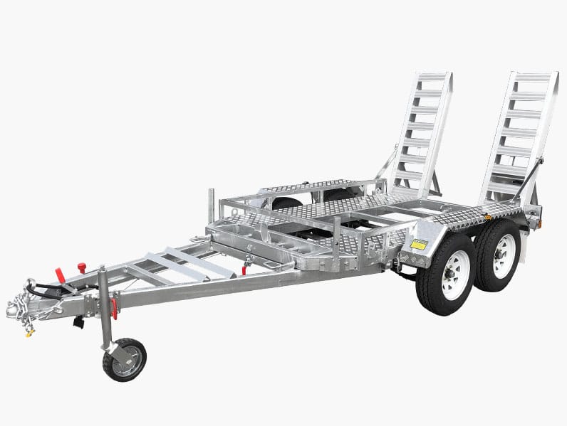 Plant trailer showing tandem axle and deck