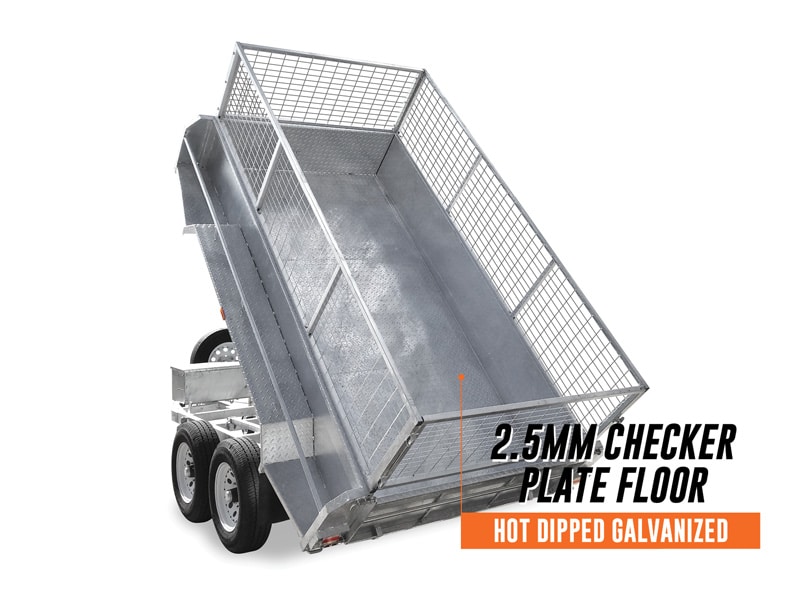 Tipper trailer full view with hydraulic ram and cage